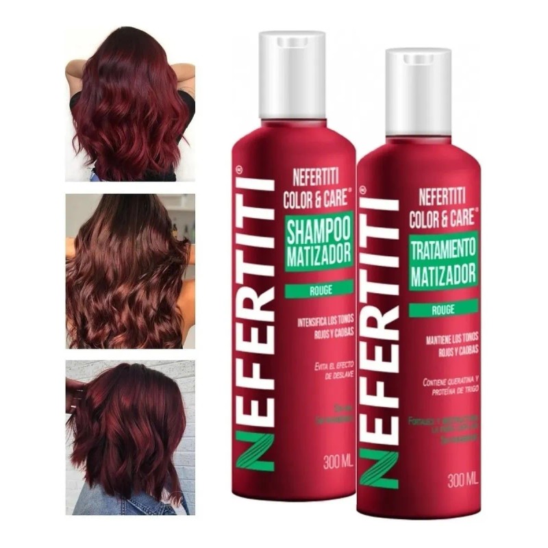 Shampo Matizador Y Tratamiento Nefertiti Color&care Rouge