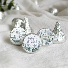 Baby It's Cold Outside Baby Shower Chocolate Kisses Party Favor Candy Stickers, Winter Wonderland Baby Shower - 180 Count