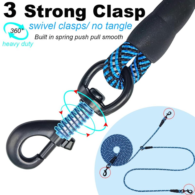 Mycicy Reflective Dog Tie Out for 2 Dogs, 12ft/ 20ft/