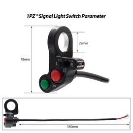 1PZ MS1-S01 7/8" Multi-Function Horn Turn Signal On/Off Light Switch + Flasher Relay + Horn Replacement for Honda Yamaha Suzuki Kawasaki Arctic Cat Motorcycle ATV Offroad