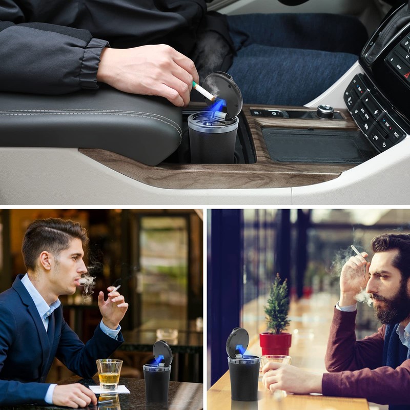 Car Ashtray with Lid Auto Ashtrays Smell Proof Smokeless Ashtray