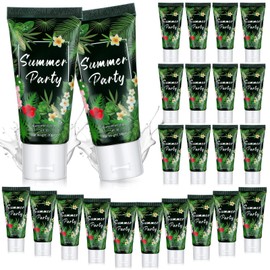 Dansib 24 Pcs Mini Sunscreen Bulk for Summer Wedding Party Spf 30 Water Resistant Sunscreen Lotion Bulk 1oz Travel Size for Thank You Gifts Wedding Party Supplies(White Cream,Tropical)