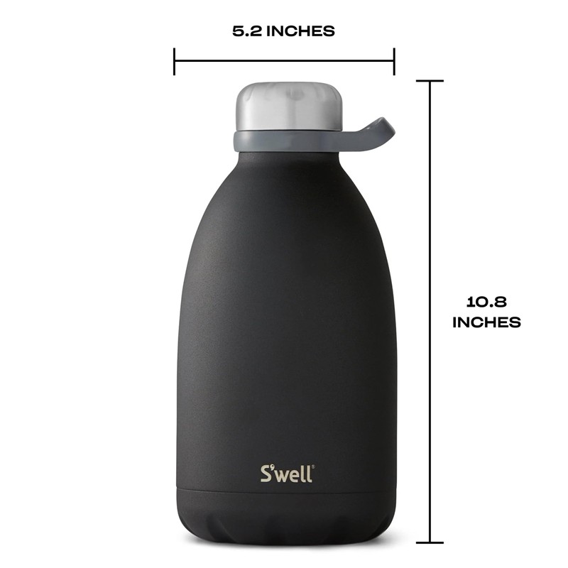 S'well Stainless Steel Roamer Bottle, 64oz, Onyx, Triple Layered Vacuum