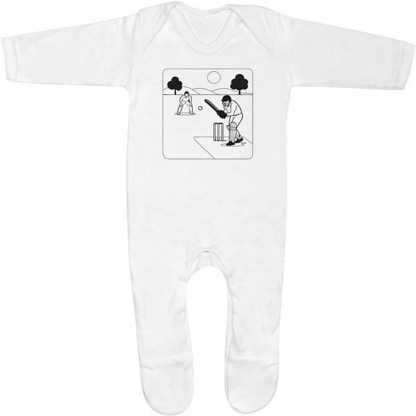 6-12 Month 'Cricket Match Action' Baby Romper Jumpsuit/Sleep Suit (SS00105584)