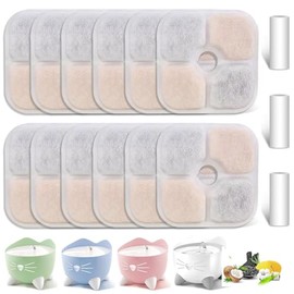 Paquete de 12 filtros de fuente de agua para gatos compatibles con Catit PIXI, filtro de agua de triple acción de repuesto para mantener a tu mascota sana e hidratada (12)