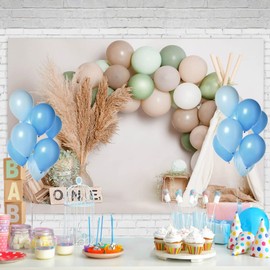MEHOFOND 8x6ft Boho Thema Junge 1. Geburtstag Fotografie Hintergrund Böhmischer Stil Zelt Ballon Kinder Party Banner Fotokabine Studio Dekoration Neugeborenes Portrait Fotoshooting Hintergrund