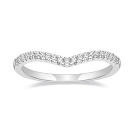 Zakk Eternity Ring Women's Silver Front Ring Narrow V Shape Cubic Zirconia Engagement Rings Wedding Rings Friendship Rings, stone, Cubic Zirconia