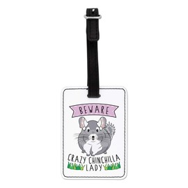 Gift Base Beware Crazy Chinchilla Ladies Optical Luggage Tag with Black Strap