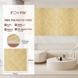 TO-TH Acoustic Wall Panels,6 Pack Total Size 72 x 48 Inches,Self-Adhesive Decorative Acoustic Panels for Wall and Ceiling,3D UV Printing with Wood Look,Natural Oak