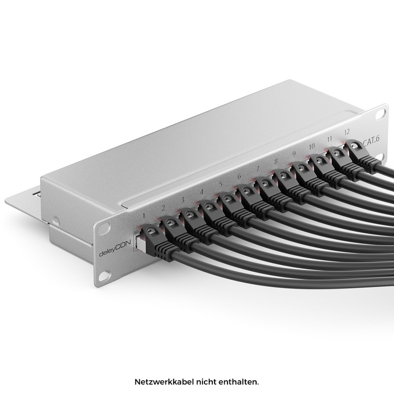 deleyCON CAT 6 Patch Panel Distribution Panel 12 Port -