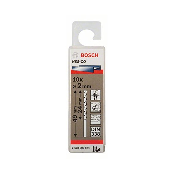 Bosch 2608585874 2.0mmx29mmx49mm Metal Drill Bit HSS-Co (10 Piece)