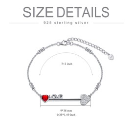 AOBOCO 925 Sterling Silver Bow and Arrow Love Anklet Bracelet - I Love You Forever Series Adjustable 7-9 in Charm and Cute Bracelet, Crystals from Austria Jewelry Gift for Women Best Friends