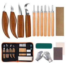 IOAGSVW Herramientas para Tallar Madera, herramientas carpinteria, cuchillos para trabajar la madera con guantes, bolsa de almacenamiento, para principiantes, regalos creativos para parejas (16)
