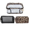 3pcs Makeup Bag Set Leopard Print Large Capacity Portable Waterproof