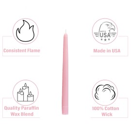 CandleNScent Taper Candles | Tapered Candlesticks - dripless 10 Inch unscented | Pink | 4 Pack