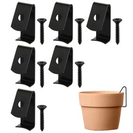 Cosmos Pack of 6 Flower Pot Clips Terracotta Pots Hangers Iron Pot Hanger Wall Hooks with Screws Holds Standard 5 to 8 inch Wall Clay Pots, Hanging on Tree Wall for Outdoor Garden Patio Plant Display