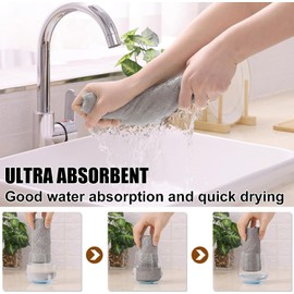 Moosfor Microfiber Cleaning Cloth, Pack of 24, Soft Reusable Dish Towels Cloths, Streak Free Non-Scratch Cloth for Kitchen, Glass, Windows, 25 x 25 cm, Grey