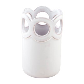 Mud Pie White Scalloped Bud Vase, Small, 4.5" x 2.75"