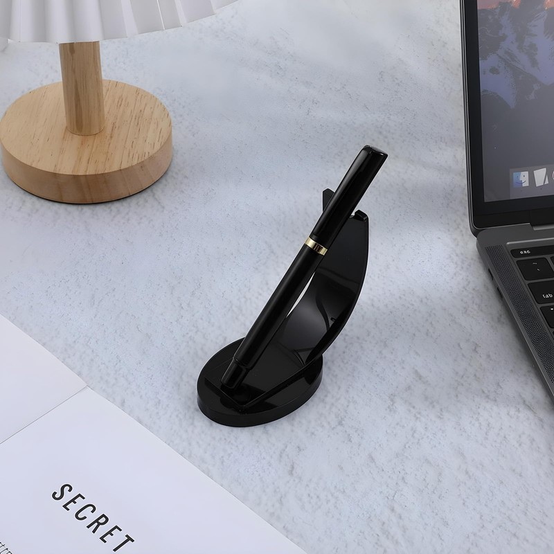 Ezymivs 2Pcs Acrylic Pen Display Stand, Black Acrylic Single Pen