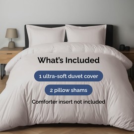 Duvet Cover Queen Size Set - Extra Soft Queen Size Duvet Cover - 90" x 90" Queen Duvet Cover w/ 2 Pillow Shams - Easy Care & Fade Free - Hotel Luxury Duvet Cover w/ Zipper Closures & Ties (Light Grey)