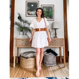 GRACE KARIN Women's Elastic Strap Braided Casual Buckle Belt for Dress Shirts, brown