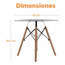 Baby Gaon Mesa Para Niños Tipo Eames Infantil Redonda Para Comedor Color Blanco