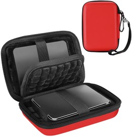 ProCase Estuche para 2 Discos Duros Externos Western Digital Elements WD My Passport Canvio Basics Seagate Backup Plus Slim Expansion 1TB+1TB / 1TB+2TB / 1 3TB / 1 4TB SSD, Carring Case 2.5" -Rojo