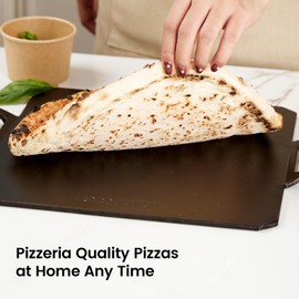 ROCKSHEAT 12 Inch Square Pizza Steel, Premium Carbon Steel Baking Plate for Perfectly Crispy Pizzas and Breads, Dual Handles, Ideal for Home and Commercial Use