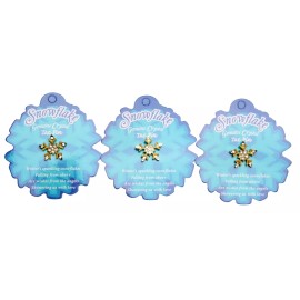 SPARKLING SMALL SNOWFLAKE TAC PIN  on POEM CARD    goldtone  ~   Set of 12 !!!!