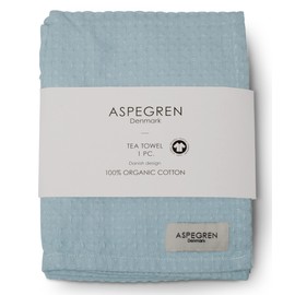 Aspegren Danish Waffle Weave Tea Towel 100% GOTS-Certified Organic Cotton 1-Pc (North Blue Fog)