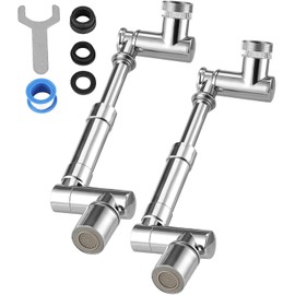 2 extensores de llave giratorio de 1440°, aireador de llave de brazo robótico con 2 modos de agua, extensor extensible para fregadero de cocina y baño, incluye llave, cinta y arandela