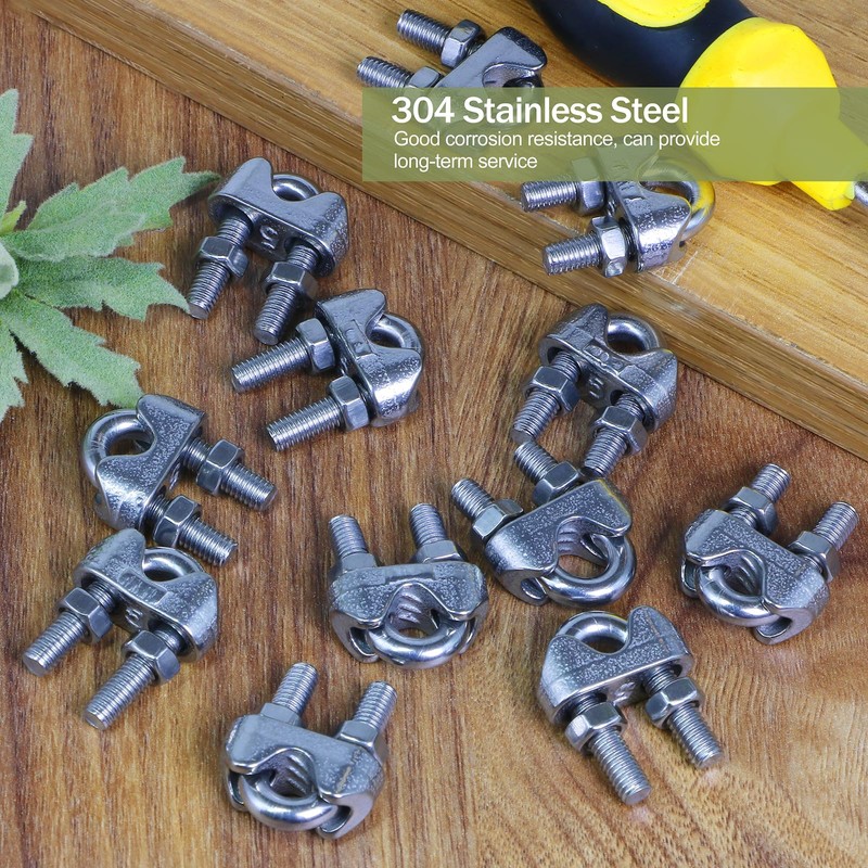 Jamiikury 4pcs M5 Wire Rope Clamp, 3/16 inch Cable Clamps