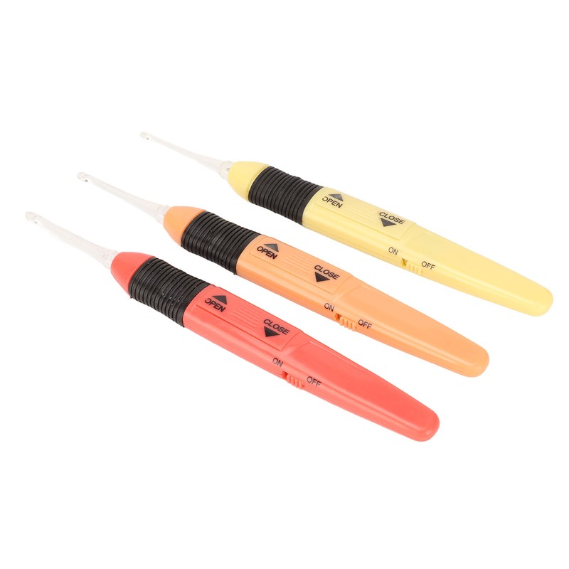 3 Pcs Lighted Crochet Hooks Set 2.5mm 3.0mm 3.5mm Lightweight