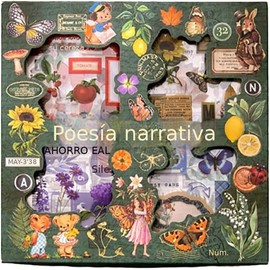 ZIBUYU® Set de 640 pegatinas multicolor autoadhesivas de 100 hojas, kit de diario con diseño retro decorativo, pegatinas lindas para cuadernos, scrapbook y manualidades 8x8cm
