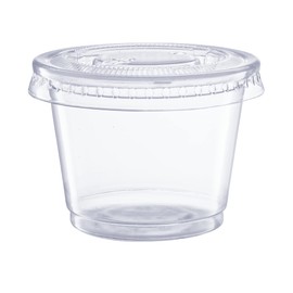 Comfy Package [5.5 oz. - 50 Count Clear Disposable Plastic Portion Cups with Lids - Soufflé Cups, Jello Shot Cups With Lids, Clear Plastic Containers With Lids