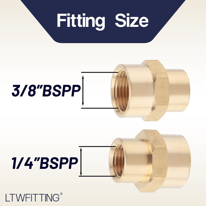 LTWFITTING Brass BSP Pipe Fitting 3/8-Inch x 1/4-Inch Female BSPP