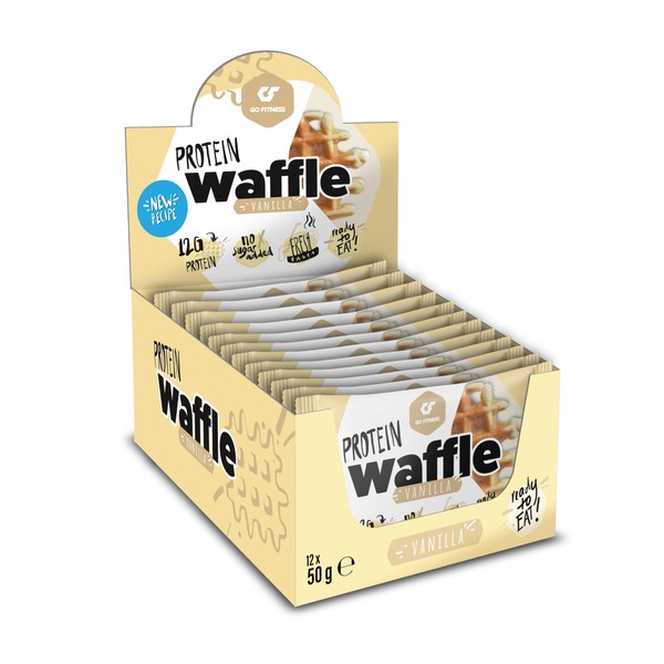 Go Fitness – [12 x 50 g] High Protein Waffles - Vanilla Waffles Extremely Delicious and Freshly Baked - Healthy Energy Bars for Muscle Building - Protein Bar 12 g Protein