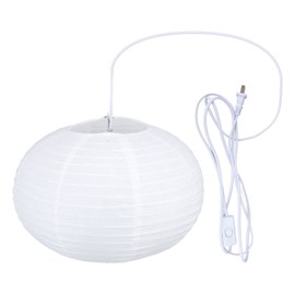 White Round Paper Lantern Light Decorative Soft Light Easy to Assemble Hanging Paper Lantern with Lantern for Bedroom Living Room US Plug 110V