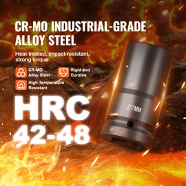 Happybuy 1" Drive Deep Impact Socket Set, 8 Pieces, Metric 27-41mm, 6-Point, Made of Cr-Mo Steel, Ideal for Vehicle Maintenance, With Clear Size Labels and Durable Construction, Comes in a Case