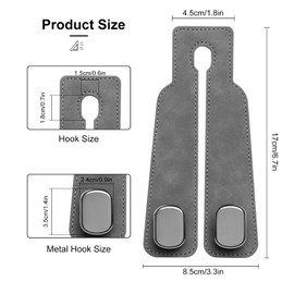 SoeUyd Pack of 2 Car Seat Double Hooks, Car Seat Double Hooks Back Hooks, Double Hooks for Car Seat Backrest Storage Place Holder, Can Be Used in the Car Seat Backrest, Decorative Accessories (Grey)