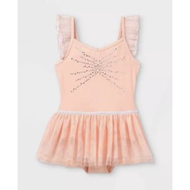 Cat & Jack Pink Cami Flutter Sleeve Leotard Girls Size S (6/6X)