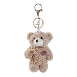 Bear Plush Keychain, Soft Cotton Stuffed Animal Keyring for Backpack, Car Keys and Travel Decor, DIY Keychain Car Accessories, Brown, 1
