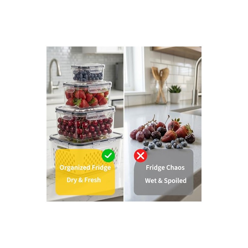 Runhike - Berry keeper Fruit Storage Containers for Fridge with