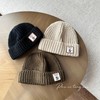 Children's Autumn Winter Knit Wool Short Beanie 46-52cm+Black 3ea