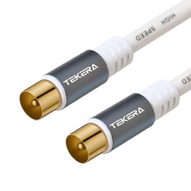 TV Antenna Cable 1M, TEKERA PAL Male to Male TV Aerial Cable, Gold-Plated RG6 Coax Cable Aerial Flylead Cord