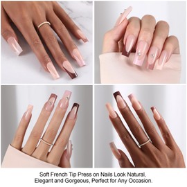 Dsixnails French Gel Nail Tips, 150pcs Long Square French Tip Press on Nails with Design, Soft Pre-lasting French Tip False Gel Nails, Acrylic Fake Nails Extension for Women Nail Art DIY (15Sizes)