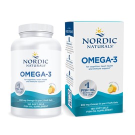 Nordic Naturals | Suplemento Alimenticio Omega‑3 | 690 mg Omega‑3 Totales (EPA+DHA) por Porción (2 Cápsulas) | 180 Cápsulas Blandas Sabor Limón | Non‑GMO | Sin Gluten | Sin Lácteos | Certificado Friend of the Sea