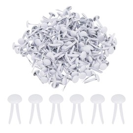 PATIKIL 100 Pcs Paper Brass Fasteners Split Pins Pastel Mini Metal Brads Round Head Plated Fastener for Craft Art Scrapbooking DIY Supplies, White, 6 x 12 mm