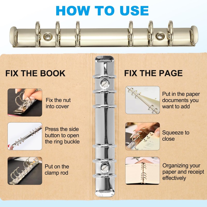 PATIKIL 6 Holes Ring Binder, A5 Notebook 20mm Book Binding