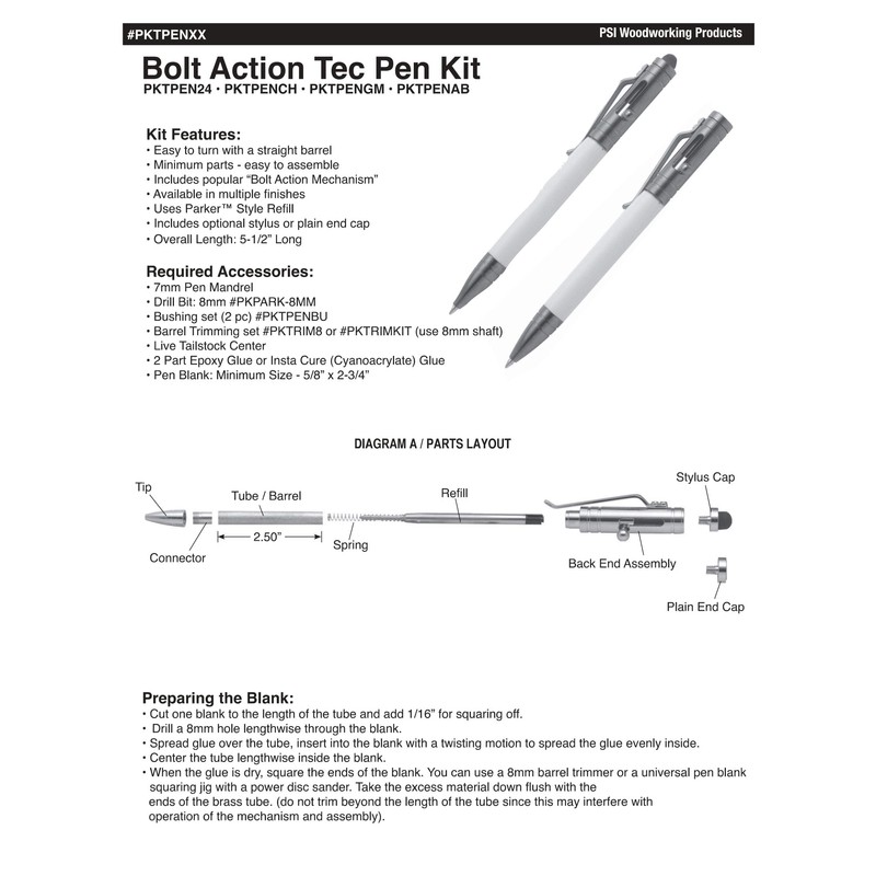 Penn State Industries PKTPENSS Tec-Pen Bolt Action Ballpoint Pen Kit